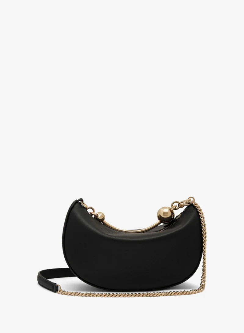 Leather Crescent Moon Top Handle Bag